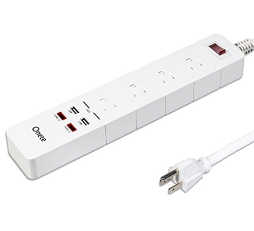 Surge Protector, Onete Smart 8 Outlets Power Usb Socket for Charging and Safety Guaranteed Type C Included with 6Ft Cord White (ETL UL FCC Certified)