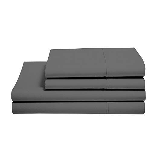 Queen Sheet Set - 4 Piece Set - 400 Thread Count Long Staple Cotton Bed Sheets - Easy Fit - Deep Pockets - Ultra Soft - Cooling & Breathable - Queen Bedding Sheets - Queen Size Sheets - Dark Grey