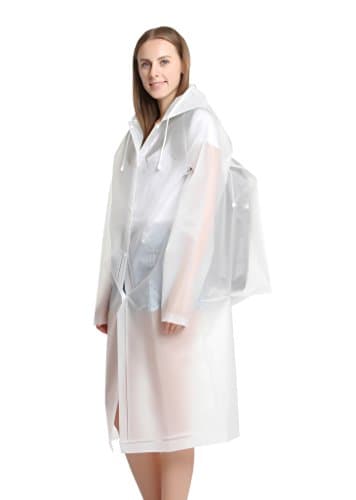 Rainfun Rain Coat EVA Packable Rain Jacket Light-Weight Easy Carry Rain Poncho Hood Trench Transparent Hat Brim For Men and Women