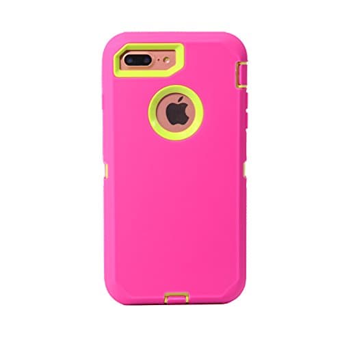 For iPhone 8Plus &amp; 7Plus (5.5") case, Chanroy Body Armor Heavy Duty Dirtproof Shockproof Hybrid Defender Case for iPhone 8Plus &amp; 7Plus(Rose pink on Green)