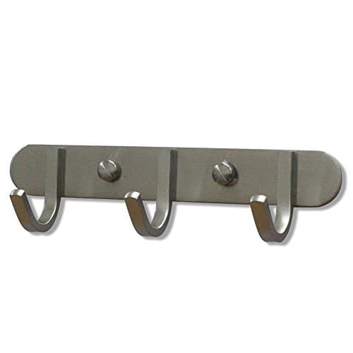 Bigthree Hook Rail/Coat Rack with 3 Scroll Hooks, Ultra durable with solid steel construction, Brushed stainless steel finish Super easy installation, Rust and water proof