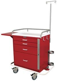 MSEC by Harloff, 4 Drawer, Quick Ship Program, Short Emergency Specialty Cart Package - Red