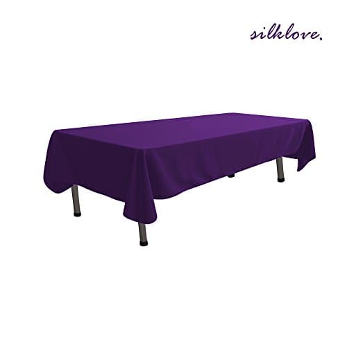 SilkLove Tablecloth - 60 x 102 Inch -Purple-Rectangular Polyester Table Cloth, Wrinkle,Stain Resistant - Great for Buffet Table, Parties, Holiday Dinner &amp; More