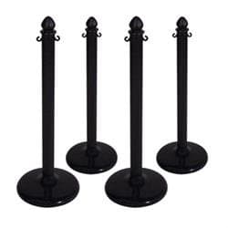 Plastic Stanchion 4 Pack for Crowd Control - Black