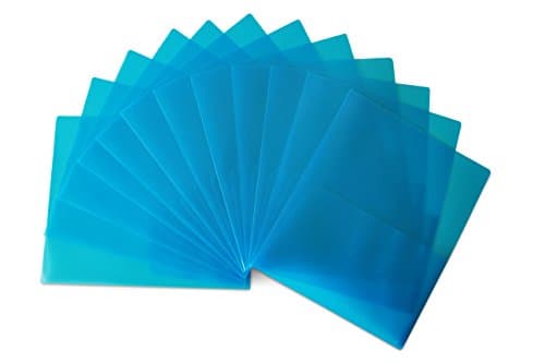 STEMSFX Clear Lightweight Plastic 2 Pocket Folder - 12 pack Blue - For Letter Size Papers, Includes Business Card Slot