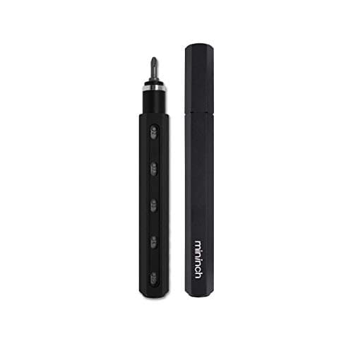 Premium Tool Pen by Mininch | EDC Multi-Tool Screwdriver | Interchangeable Phillips, Flathead, Hex, and Star Bolt Heads | Imperial and Metric Sizes (Metric Hex, Black)