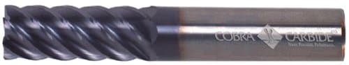 Cobra Carbide 29406 Micro Grain Solid Carbide Regular Length Hi-Performance End Mill, TiAlN Coated, 6 Flute, 45 Degrees Helix, Square End, 3/4" Cutting Length, 1/4" Cutting Diameter, 2-1/2" Length (Pack of 1)
