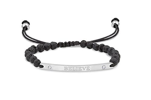 Aromatherapy Lava Affirmation Bracelets (BELIEVE, Silver)