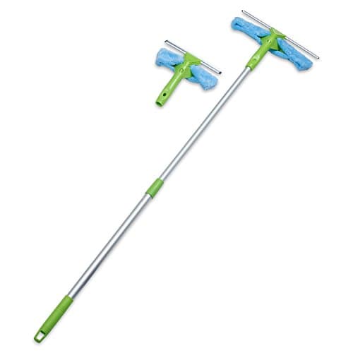 Professional Window Squeegee with Extension Pole and Microfiber Scrubber - 3 Piece Set for Cleaning Glass, Auto, and Showers by Kraftura