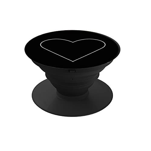 Expanding Stand and Grip for Smartphones and Tablets Multi-Function Holder(Galaxy S7, S7 Edge, iPhone SE / 5 / 5S / 6 / 6+ /6S / 7 / 7+ /iPad / IPad Mini) (White Heart Black)