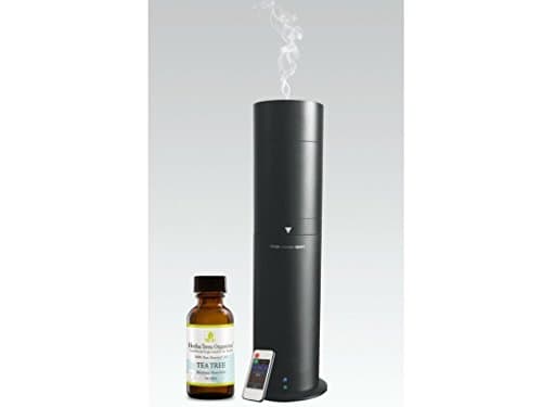 Aromatherapy Bundle-Best Professional Cold Air Nebulizer Diffuser with Nanotechnology BLACK + 1 Bottle Premium Quality Genuine 100% Tea Tree Oil