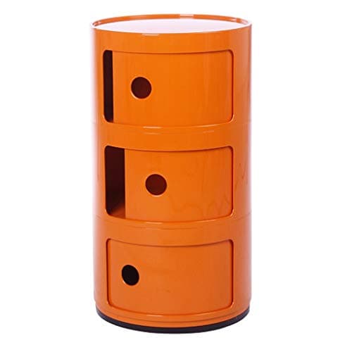 QYJpB Round Three-Shelf Bedside Table Side Table Multi-layer Storage Storage Bucket Multi-function Side Cabinet (color : Orange)