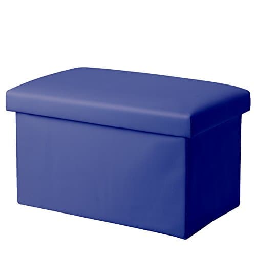Foldable Leather Storage Ottoman Bench Footrest Stool, Coffee Table Cube For Home, Office, Garden, Traveling, 18"x12"x12" Folding Organizer Seat Prefect For Kids Adults (Royalblue)