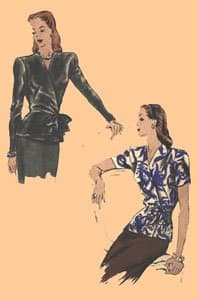 1940's Ladies' Blouses Pattern, Size 20