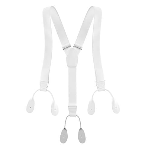 Mens Elastic Adjustable Button End Suspenders Y-Back Solid Color Trouser Braces