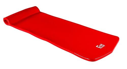 Fun Float Floating Pool Bed/Mat/Pad Super Soft Memory Foam with Vinyl Coat and Head Pillow, Lounger, Float Toy, Floaties, Swimming Raft, for Outdoor Swimming, Relaxing or Pool Party, Red 1.18" thick