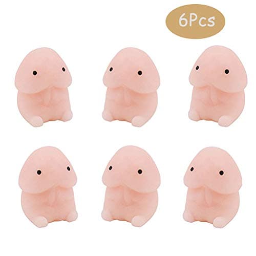 Shellvcase Novelty Squishy Toy, 6 PCS Ding Ding Squishies Mini Squeeze Toy Super Soft Slow Rising Stress Relief Toy for Christmas, Adults Party,Gag Gift (6Pcs Dingding)