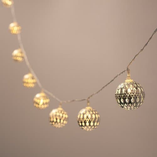 LED String Lights for Vanity Mirror,12 Moroccan Orb Ball,Battery Operated ,8 Mode,Warm White,7.2 ft Clear Cable,Party Background Lights,Joyous Dinner Decor Lights,Marriage Festival Lights