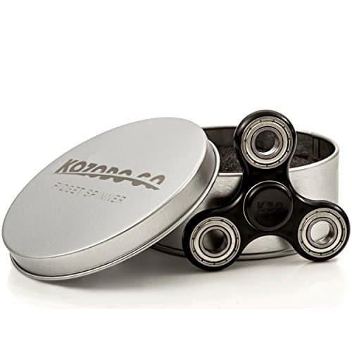 Fidget Spinner X6 - Compact Version so it's easier for Smaller Hands - Tri-Spinner Si3N4 Hybrid Ceramic High Speed Bearings Non-3D Printed (Black) Focus Toy - USA Prime
