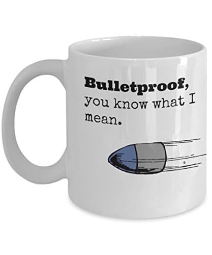 Fun Bulletproof Coffee Mug - Unique 11oz Ceramic Fun Mug for Exercise Lovers - Makes a great Gift