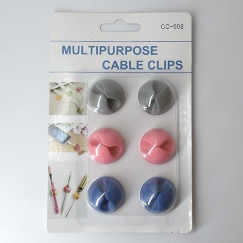 Cable Clips - Cable Oganizer - Cord Management - Wire Management System - 6 Pack - Self Adhesive - Durable - Model CC908 From HKYUSHINE (Three color/1Cable Clips)
