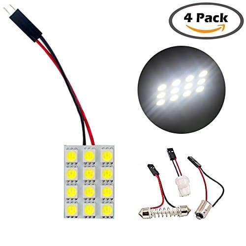 OneFly White LED Panel Light For Car Interior Dome Light, Licence Plate Lamp, Roof Ceiling Interior Lamp Using With T10/BA9S/Festoon Adapters (Pack of 4)