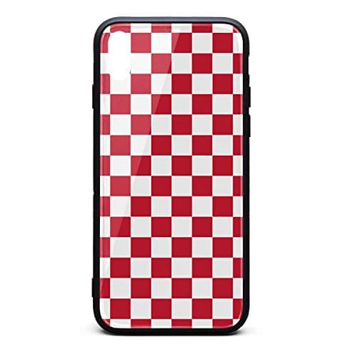 Three In Red White Cube Cell iPhone X Cases Checkered Anti-Scratch Slim iPhone X Soft TPU Bumper Shock Absorbent Resistant Protective Basic Cover Cases