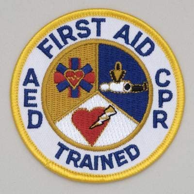 First Aid CPR AED Trained © Embroidered Patch - 10 Pack - 3 Inch Diameter