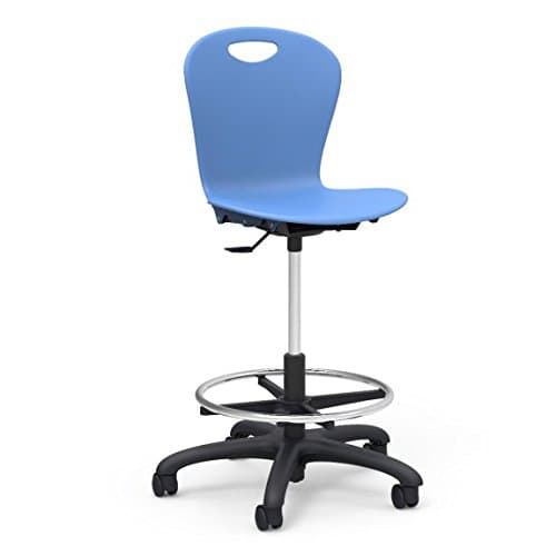 Virco Lab Stool, Sky Blue, Soft Plastic Shell, Adjustable Seat Height, Black Base, 1 Chair (ZLAB-BLU40)