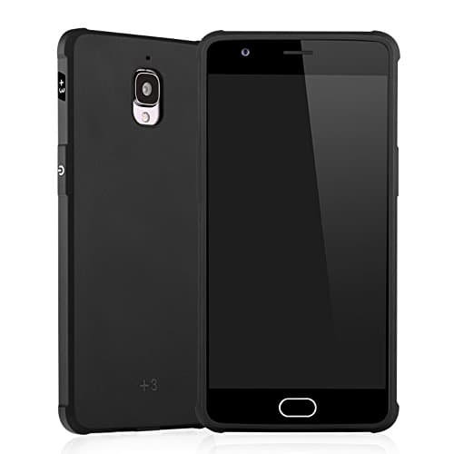 Eazewell Ultra-thin [Corner Cushion] Back Cover [Shock Absorption] Shield Shockproof Skin Armor Bumper Case with 2 PCS 9H Tempered Glass Film Protectors for OnePlus 3 / 3T (Black)