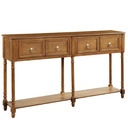 Console Table, Sofa Table, Industrial Entryway Table with 4 Drawers and Storage Shelf, for Entryway Hallway Living Room(34'' H x 58'' L x 11'' D)