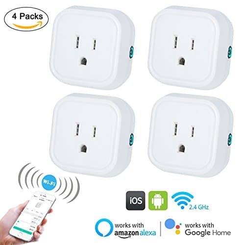 WiFi Smart Socket, WiFi Smart Plug Mini Smart Outlet Works with AmazonAlexa and Google Home, No Hub Required, Timing Function, Remote Control Your Devices from Anywhere Anytime by JIMITE (4-Pack)