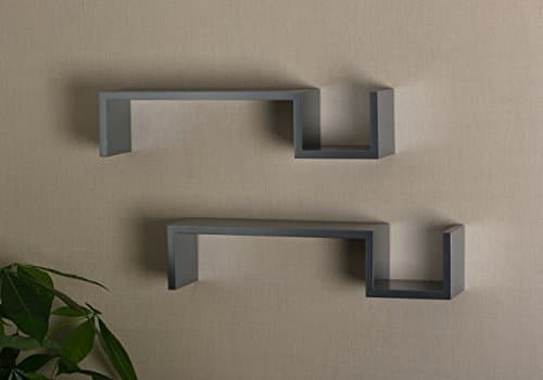 Vlight Sshaped Wood Wall Shelf Gray