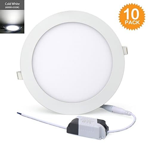 10 Pack 18W Ultra-Thin Led Panel Lights Round, Cold White 6000K,160 Degree Recessed Lighting,Hole size: 170mm,Energy Saving Down Lights,Super Bright Led Lamp for Home/Office/Commercial Lighting