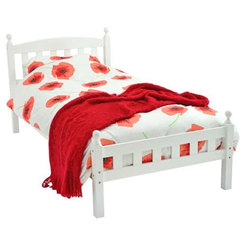Florence Single (3') Size Bed Frame With Headboard (Frame Material: Wood, Color: White and maple) (White)