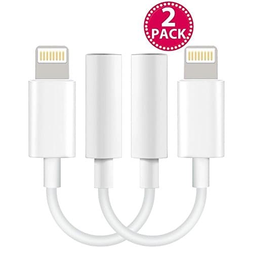 iPhone 7 / 7 Plus Adapter ,(2 pack) Lampari lightning to 3.5mm headphone jack aux adapter for iPhone 7 / 7 Plus -(Upgrade) White