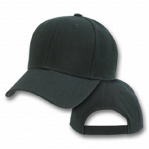 Blank Baseball Hat - Adjustable Velcro - BLACK