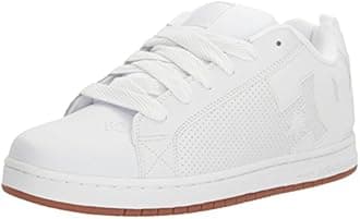 DC Men's Court Graffik Skateboarding Shoe, White/White/Gum, 6.5 D US