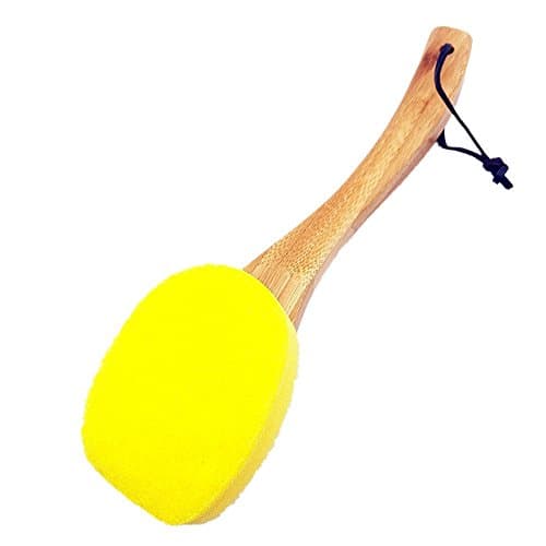 Huibot Dish Sponge Replaceable Head Bamboo Long Handle Kitchen Brush Scrubber Non Scratch