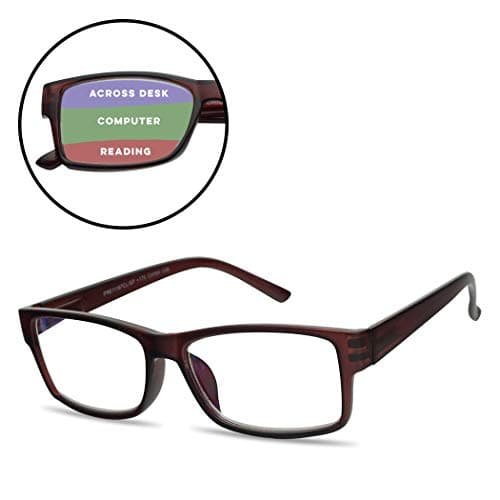 Rectangular 3 in 1 Prescription Reading Glasses Spring Hinge Classic Frame Progressive Magnification Strength Readers…