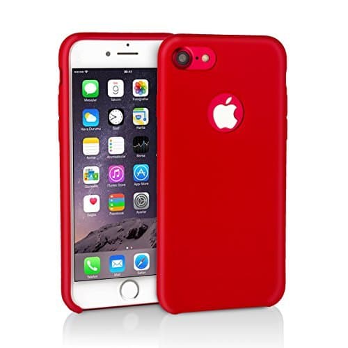 Epeolatry iPhone 7 Case iPhone 8 Case Liquid Silicone Rubber iPhone 7 with Provide Shock Resistance Anti-slip Soft Microfiber Cloth Cushion(4.7 inches) (Red)