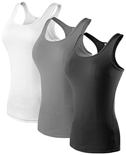 AVERYAR Women's 3 Pack Compression Base Layer Dry Fit Tank Top Absorb Sweat Running Fitness