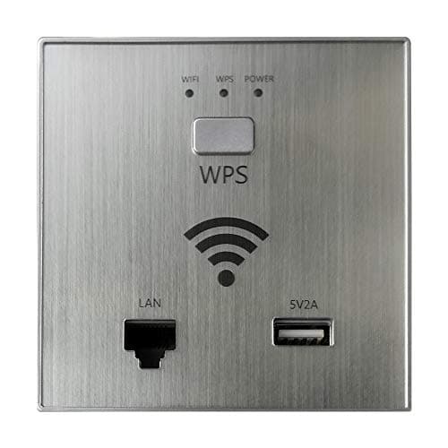 2.4GHz 300M in Wall AP Socket Wireless Access Point with USB Charging Port and LAN Out for Hotel WiFi Projects (Non-Standard PoE 24V, Brushed Silver)