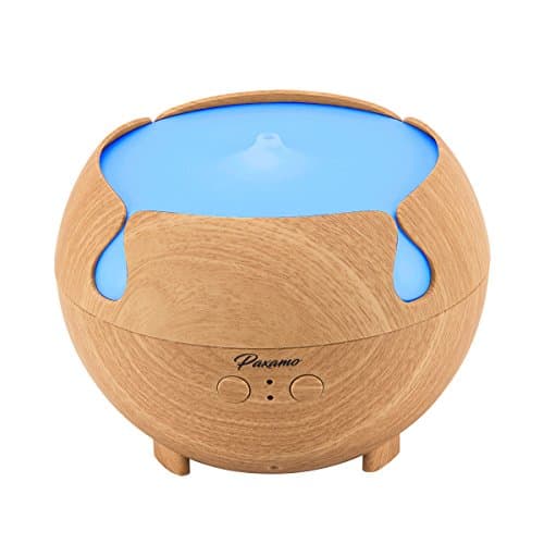 Paxamo Essential Oil Diffuser, 600ml Aromatherapy Diffuser with Wood Grain,Ultrasonic Cool Mist Diffusers, Aroma Humidifier with 7 Color LED Light Waterless Auto Shut-off for Home Office Bedroom