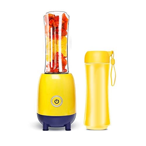 HUIFA Portable Juicer Home Multi-function Double Cup 4 Leaf Stainless Steel Cutter Head 250W One Button Start Yellow 21 Oz 11cm * 38cm a (color : Yellow, Size : 11cm*38cm)