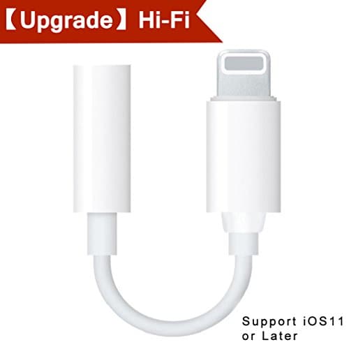 Headphone Lightning Jack Adapter for iPhone 8/8Plus iPhone 7/7Plus iPhone X/10 3.5mm Female Earphone Adaptor for iPhone Dongle Aux Audio Earphone Jack Music Convertor Support iOS11 or Later - White