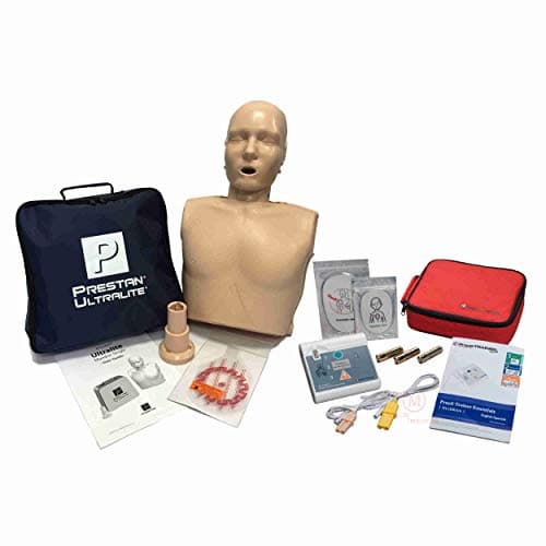 Basic CPR Training Kit w Prestan Ultralite CPR Manikin, WNL Essentials AED Trainer, MCR Accessories