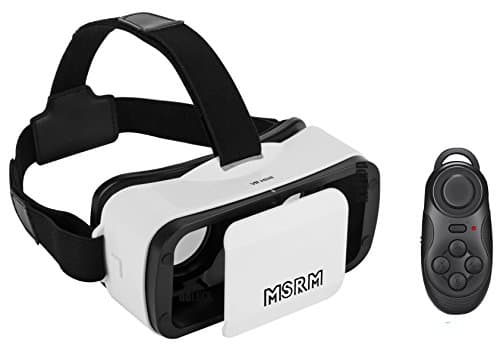 MSRM White 3D VR Glasses,3D VR virtual reality headset Movie Game For IOS, Android ,Microsoft&amp; PC phones Series within MINI 4.5-5.5inches.With Bluetooth gamepad / remote / self timer