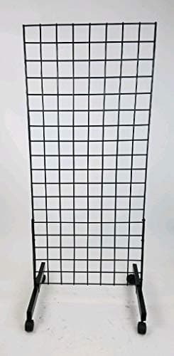OEM 2' X 5' Black Gridwall Display Panel, T-Base, Casters, and 10" Hooks Included