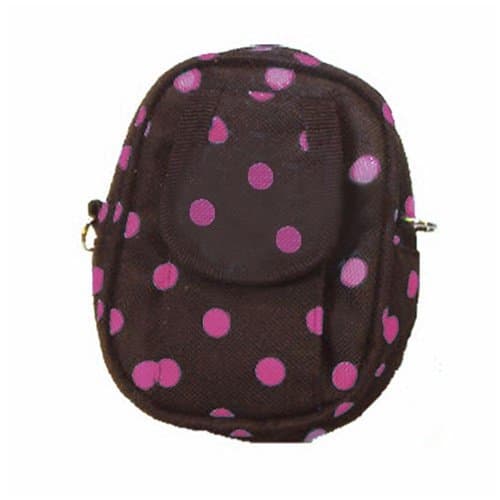 BROWN DIGITAL CAMERA CASE W/ PINK POLKA DOT